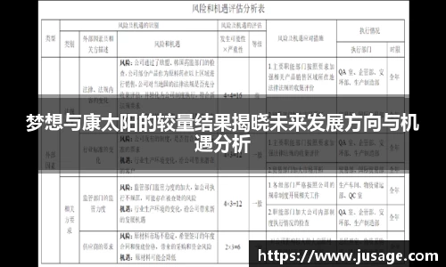 梦想与康太阳的较量结果揭晓未来发展方向与机遇分析